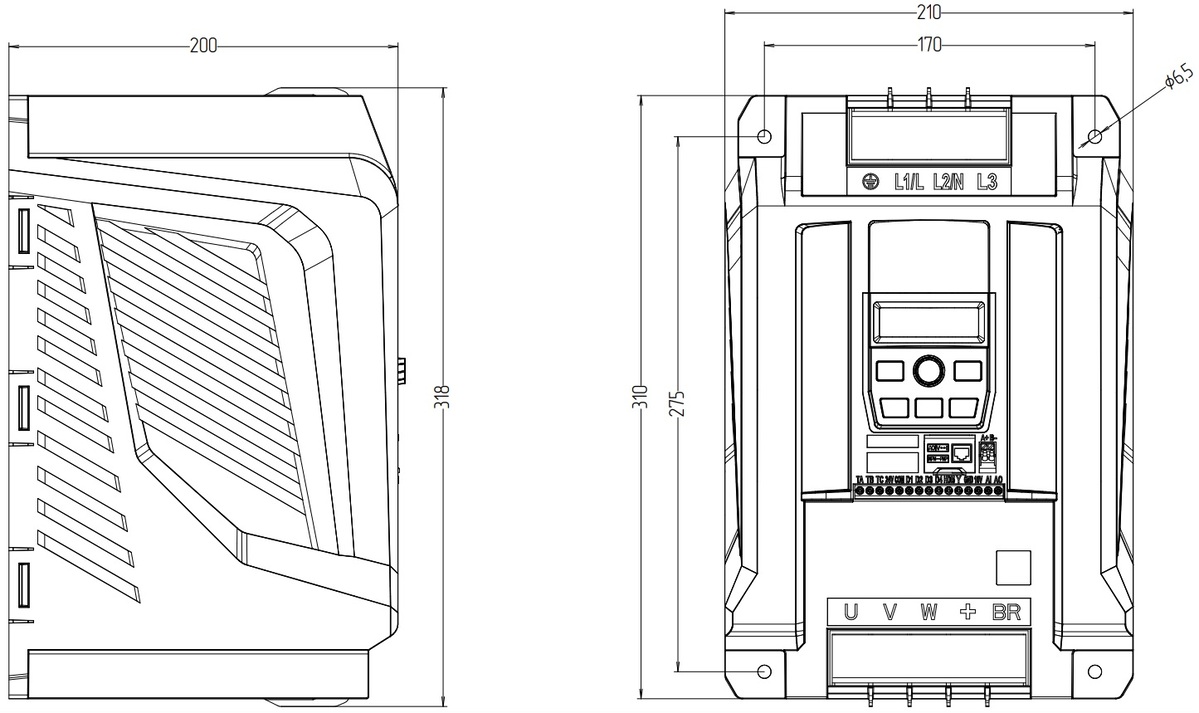 Габариты AD30-4T022H/030L