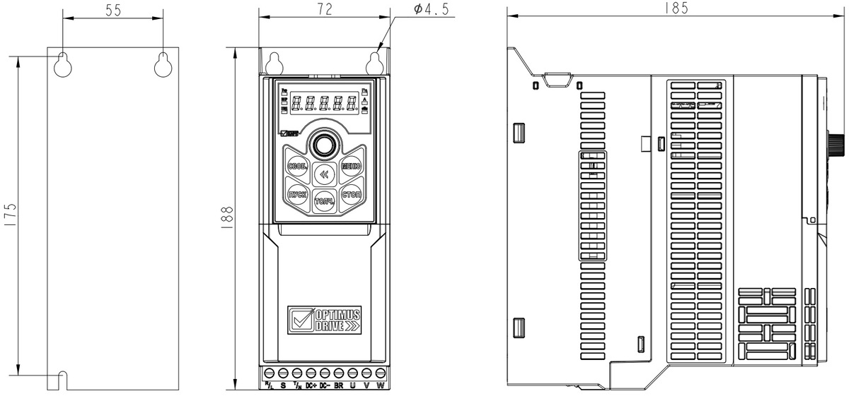 Габариты AD800-2SD37-PU00CU04