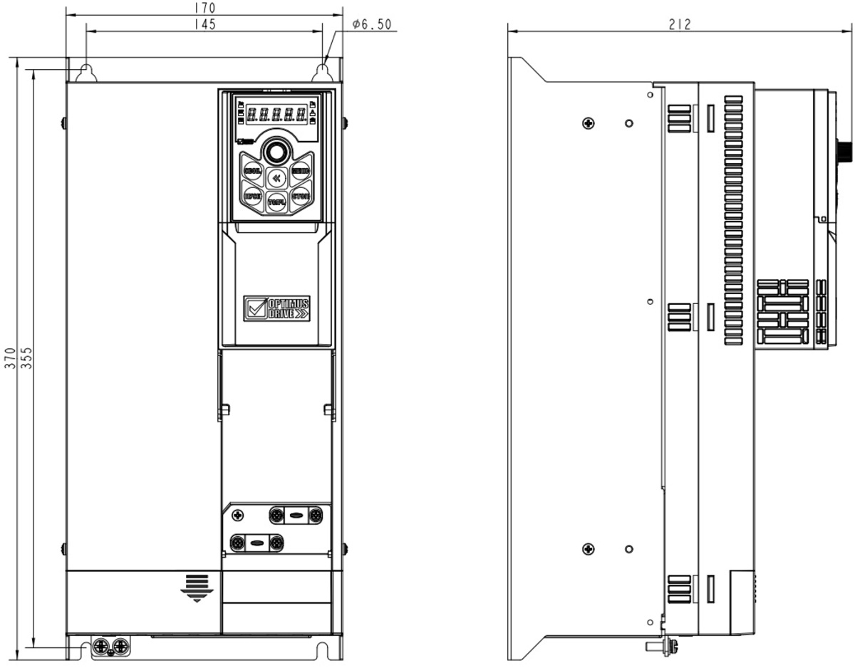 Габариты AD800-4T011H/015L-PU00CU04