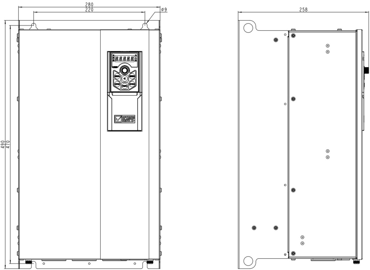 Габариты AD800-4T045H/055L-PU00CU04