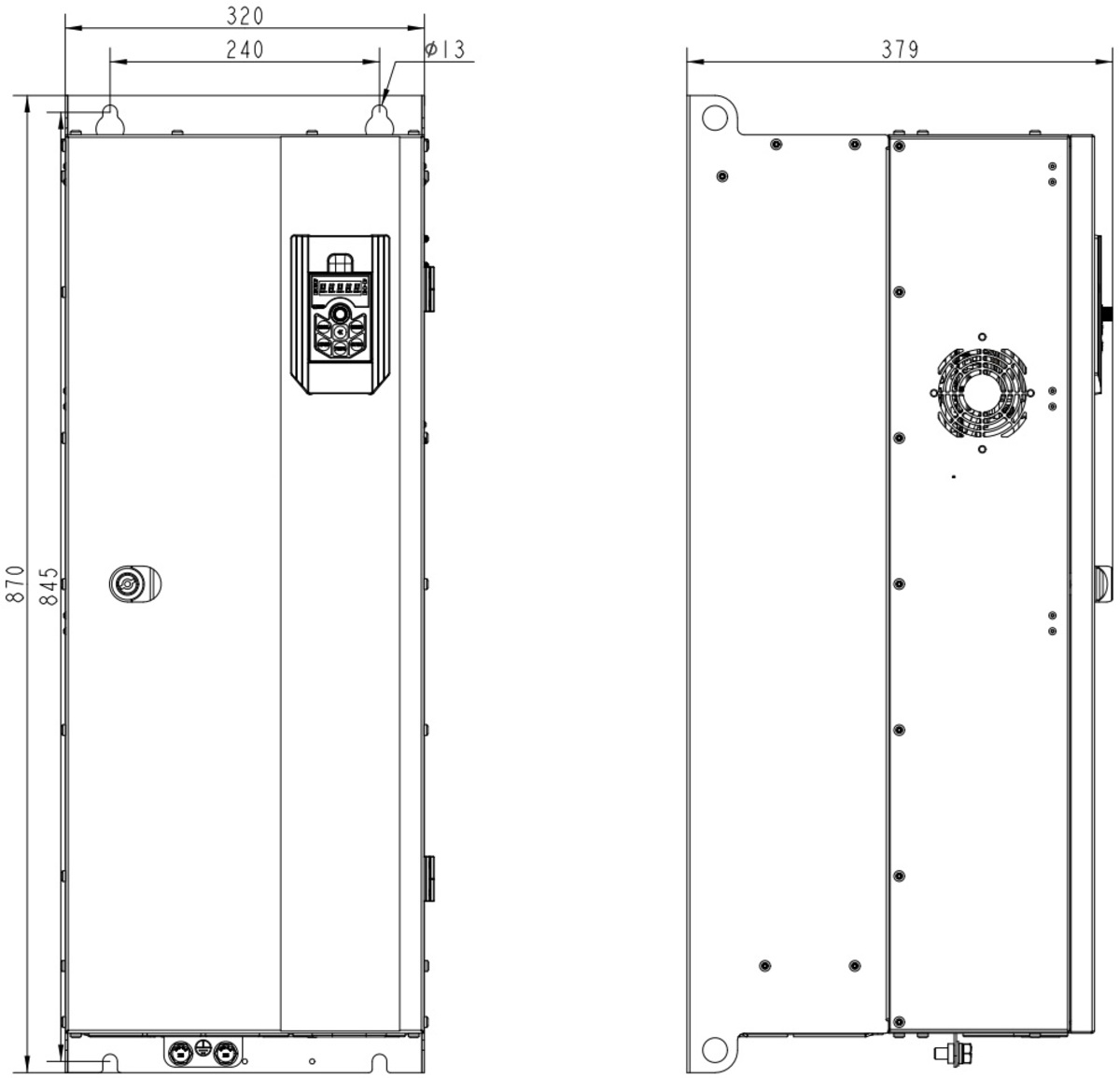 Габариты AD800-4T110H/132L-PU00CU04