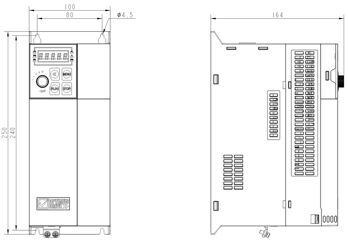 Габариты и вес AD80-4T5D5-2