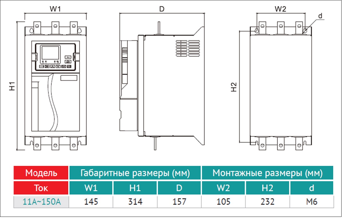 Габаритные и монтажные размеры: